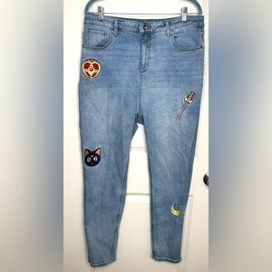 Women's Light Blue Jeans with Fun Patches
